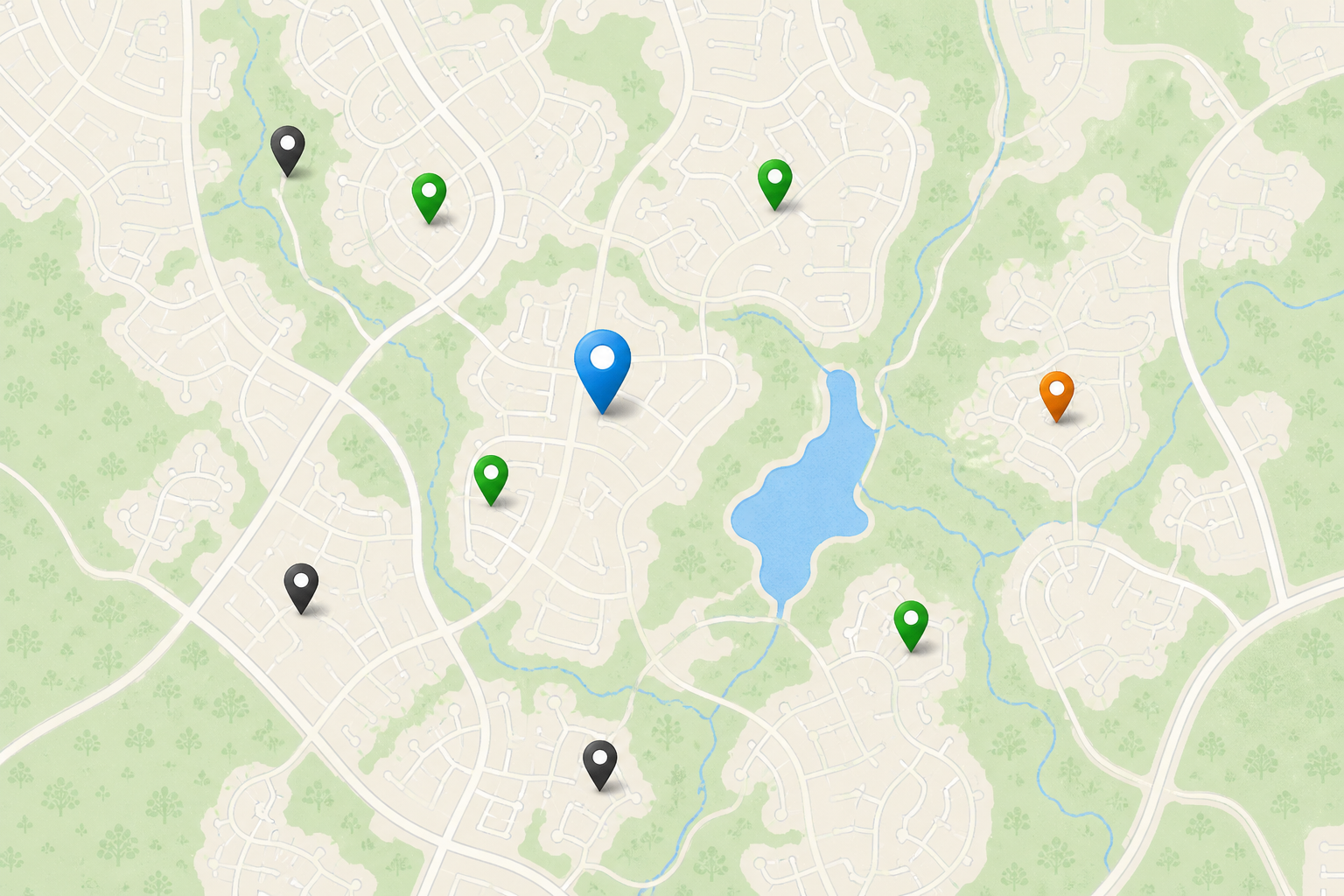 Map of subject property and comps